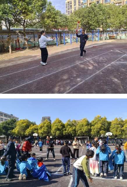 江西信丰县第四小学关工委“银发力量”为校运会添彩