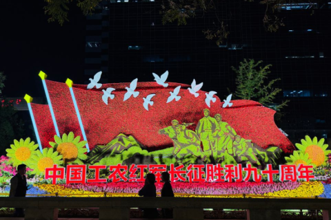 走近北京的国庆花坛